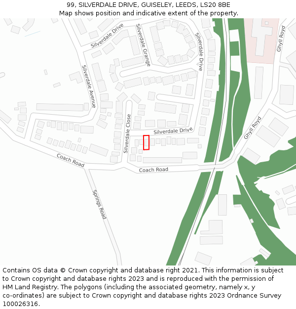 99, SILVERDALE DRIVE, GUISELEY, LEEDS, LS20 8BE: Location map and indicative extent of plot