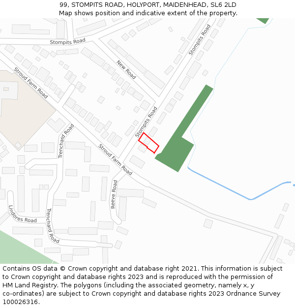 99, STOMPITS ROAD, HOLYPORT, MAIDENHEAD, SL6 2LD: Location map and indicative extent of plot