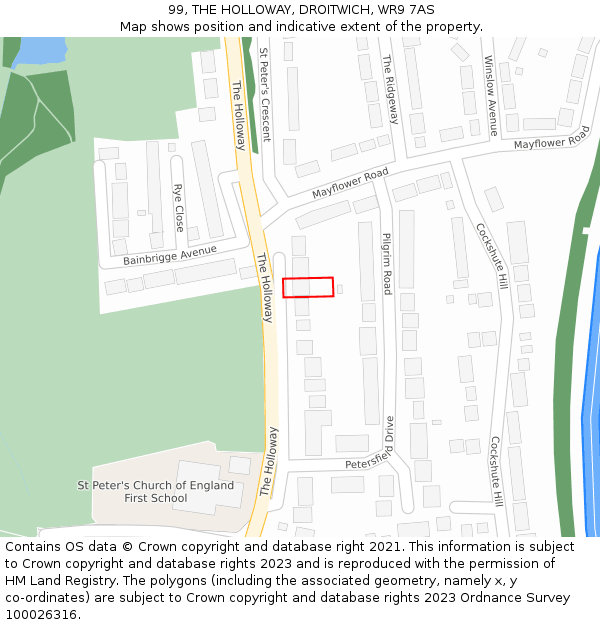 99, THE HOLLOWAY, DROITWICH, WR9 7AS: Location map and indicative extent of plot