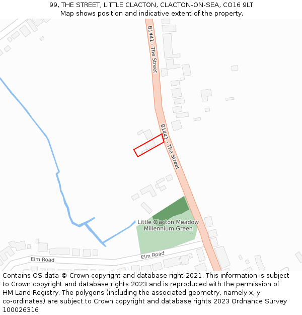 99, THE STREET, LITTLE CLACTON, CLACTON-ON-SEA, CO16 9LT: Location map and indicative extent of plot