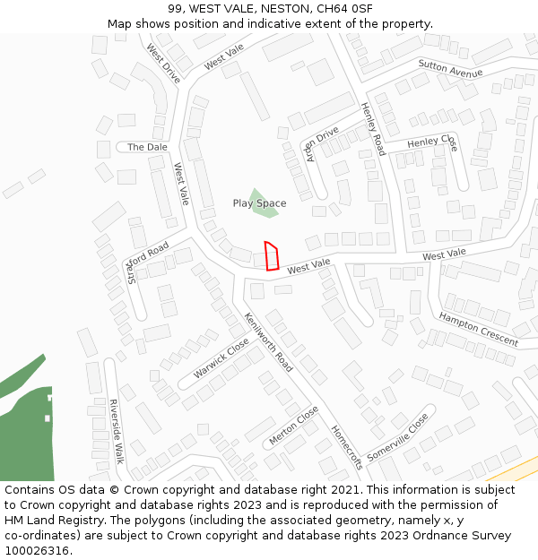 99, WEST VALE, NESTON, CH64 0SF: Location map and indicative extent of plot