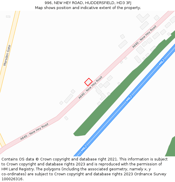 996, NEW HEY ROAD, HUDDERSFIELD, HD3 3FJ: Location map and indicative extent of plot