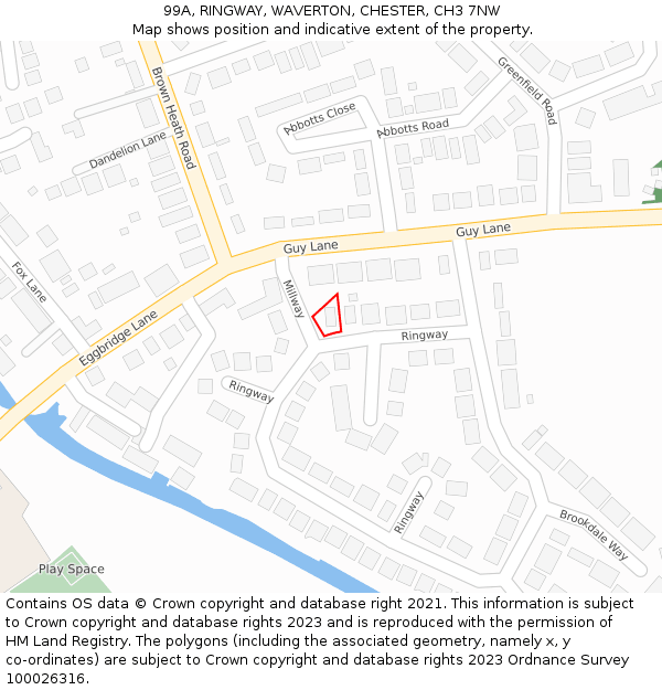 99A, RINGWAY, WAVERTON, CHESTER, CH3 7NW: Location map and indicative extent of plot