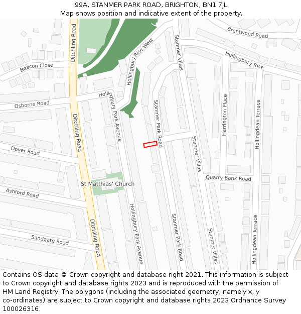 99A, STANMER PARK ROAD, BRIGHTON, BN1 7JL: Location map and indicative extent of plot