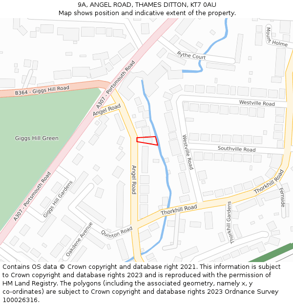 9A, ANGEL ROAD, THAMES DITTON, KT7 0AU: Location map and indicative extent of plot