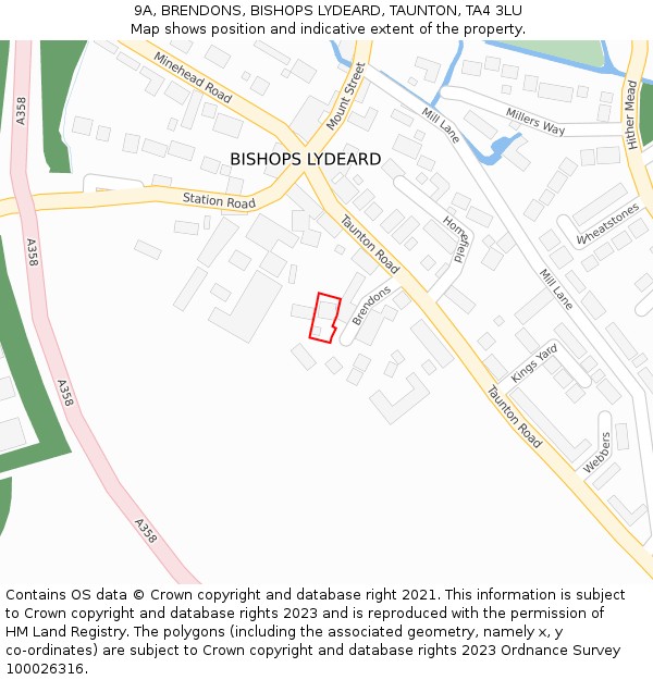 9A, BRENDONS, BISHOPS LYDEARD, TAUNTON, TA4 3LU: Location map and indicative extent of plot