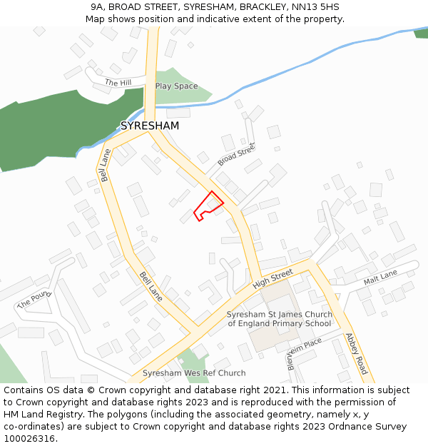 9A, BROAD STREET, SYRESHAM, BRACKLEY, NN13 5HS: Location map and indicative extent of plot