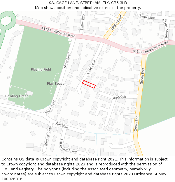 9A, CAGE LANE, STRETHAM, ELY, CB6 3LB: Location map and indicative extent of plot
