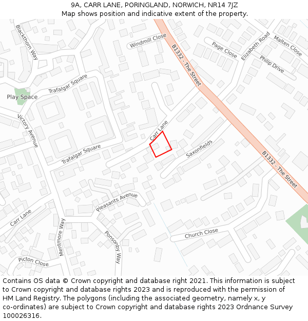 9A, CARR LANE, PORINGLAND, NORWICH, NR14 7JZ: Location map and indicative extent of plot