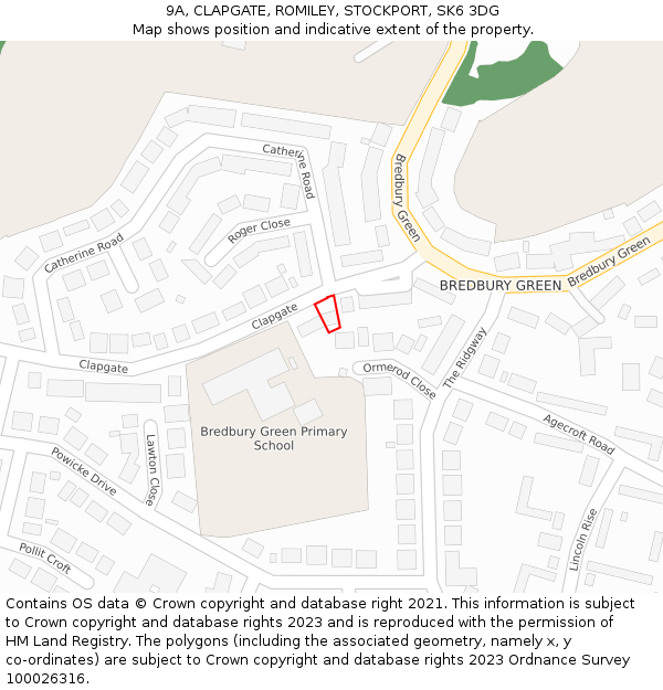 9A, CLAPGATE, ROMILEY, STOCKPORT, SK6 3DG: Location map and indicative extent of plot