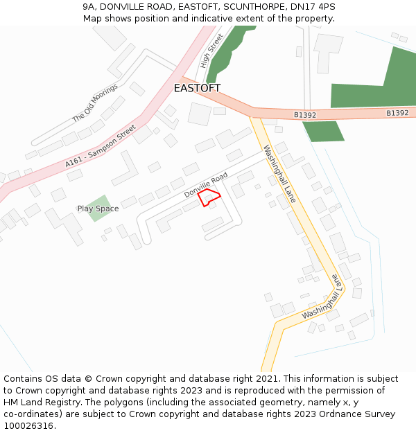 9A, DONVILLE ROAD, EASTOFT, SCUNTHORPE, DN17 4PS: Location map and indicative extent of plot