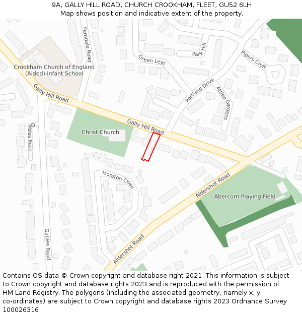 9A, GALLY HILL ROAD, CHURCH CROOKHAM, FLEET, GU52 6LH: Location map and indicative extent of plot