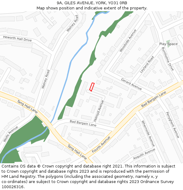 9A, GILES AVENUE, YORK, YO31 0RB: Location map and indicative extent of plot