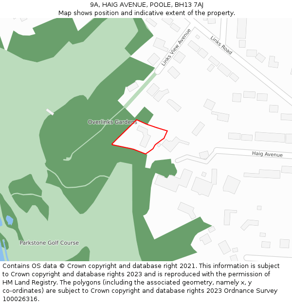 9A, HAIG AVENUE, POOLE, BH13 7AJ: Location map and indicative extent of plot