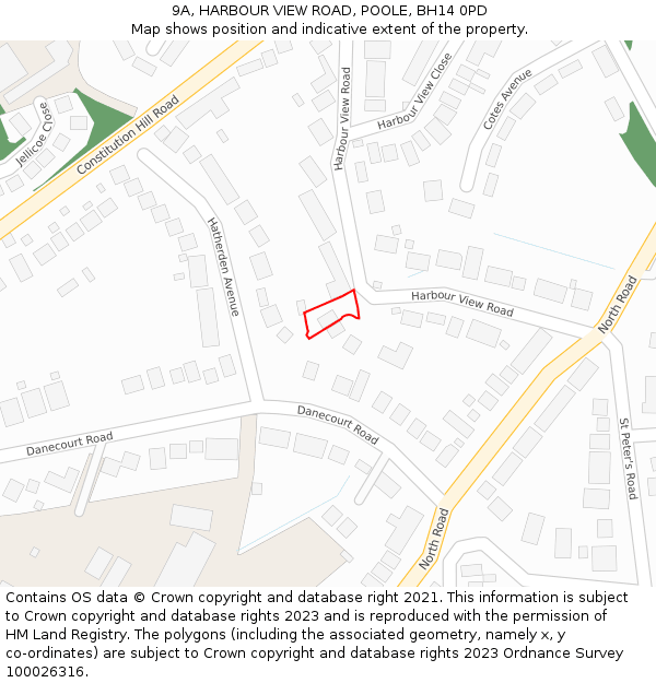 9A, HARBOUR VIEW ROAD, POOLE, BH14 0PD: Location map and indicative extent of plot