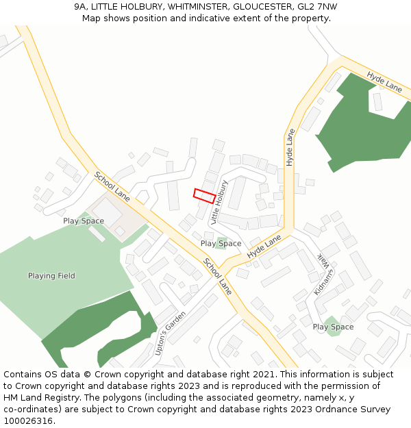 9A, LITTLE HOLBURY, WHITMINSTER, GLOUCESTER, GL2 7NW: Location map and indicative extent of plot