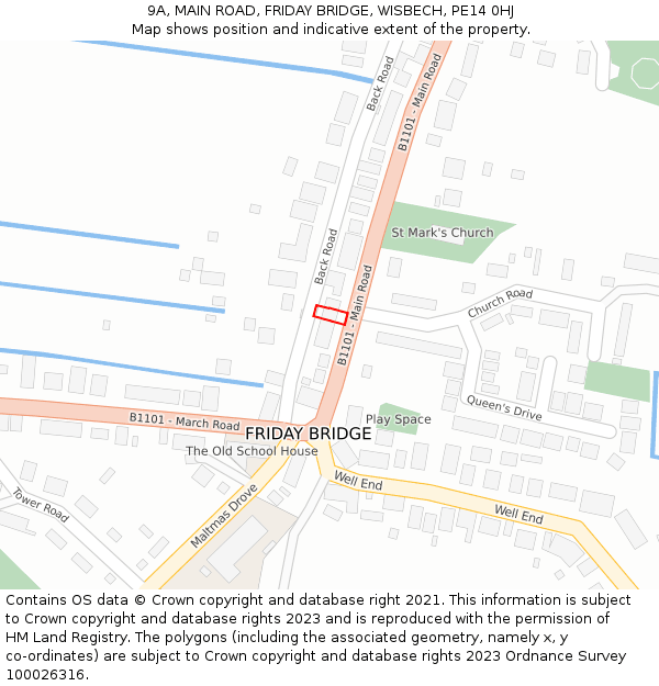 9A, MAIN ROAD, FRIDAY BRIDGE, WISBECH, PE14 0HJ: Location map and indicative extent of plot