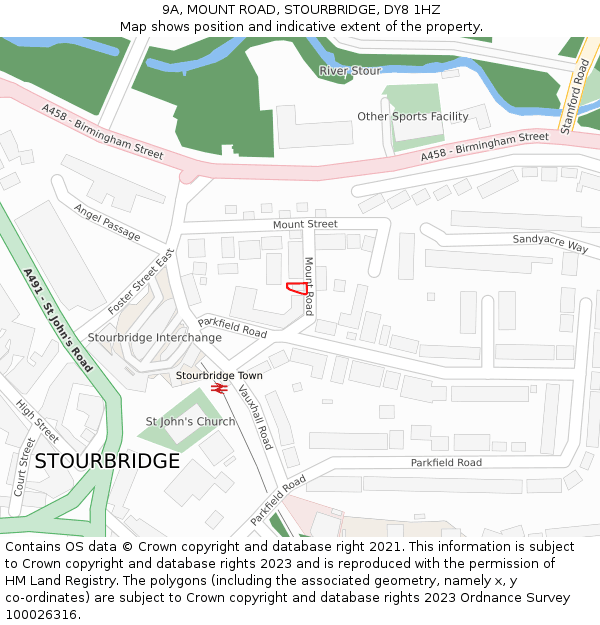 9A, MOUNT ROAD, STOURBRIDGE, DY8 1HZ: Location map and indicative extent of plot