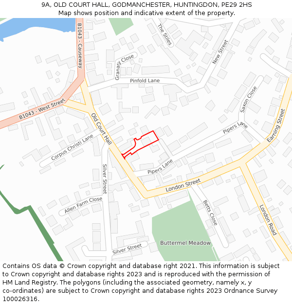 9A, OLD COURT HALL, GODMANCHESTER, HUNTINGDON, PE29 2HS: Location map and indicative extent of plot