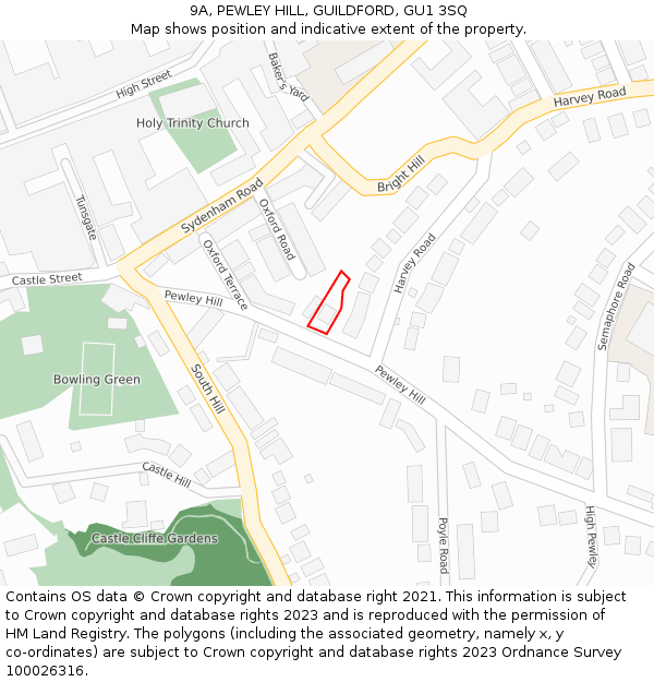 9A, PEWLEY HILL, GUILDFORD, GU1 3SQ: Location map and indicative extent of plot