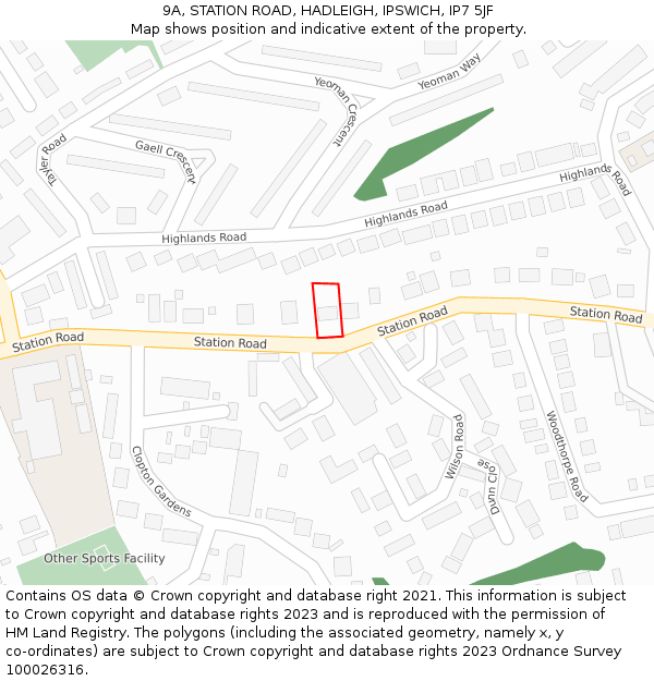 9A, STATION ROAD, HADLEIGH, IPSWICH, IP7 5JF: Location map and indicative extent of plot