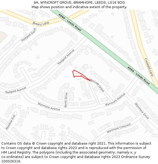 9A, WYNCROFT GROVE, BRAMHOPE, LEEDS, LS16 9DG: Location map and indicative extent of plot