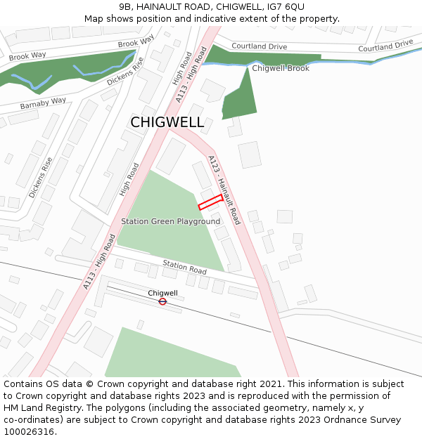 9B, HAINAULT ROAD, CHIGWELL, IG7 6QU: Location map and indicative extent of plot