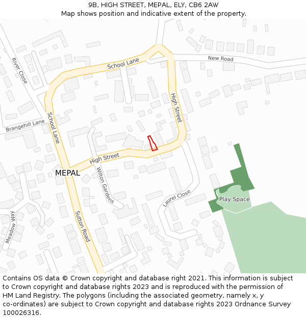 9B, HIGH STREET, MEPAL, ELY, CB6 2AW: Location map and indicative extent of plot