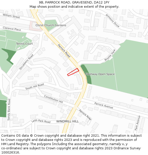 9B, PARROCK ROAD, GRAVESEND, DA12 1PY: Location map and indicative extent of plot