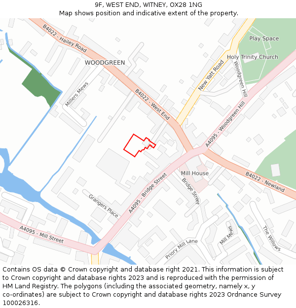 9F, WEST END, WITNEY, OX28 1NG: Location map and indicative extent of plot