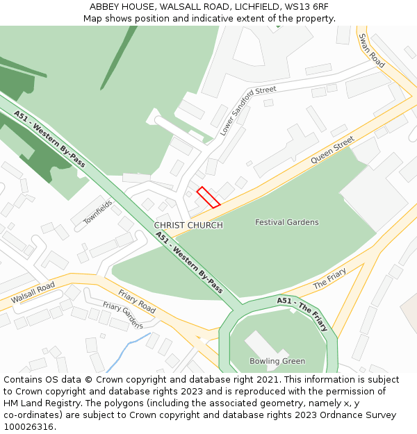 ABBEY HOUSE, WALSALL ROAD, LICHFIELD, WS13 6RF: Location map and indicative extent of plot