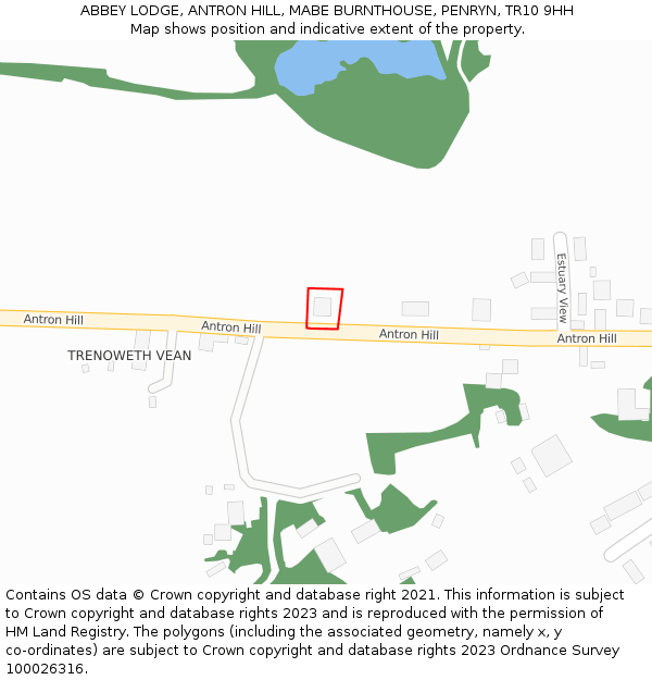 ABBEY LODGE, ANTRON HILL, MABE BURNTHOUSE, PENRYN, TR10 9HH: Location map and indicative extent of plot