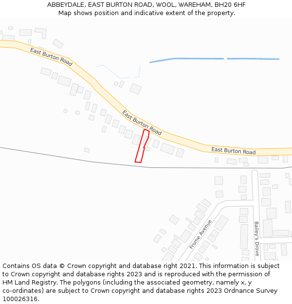 ABBEYDALE, EAST BURTON ROAD, WOOL, WAREHAM, BH20 6HF: Location map and indicative extent of plot