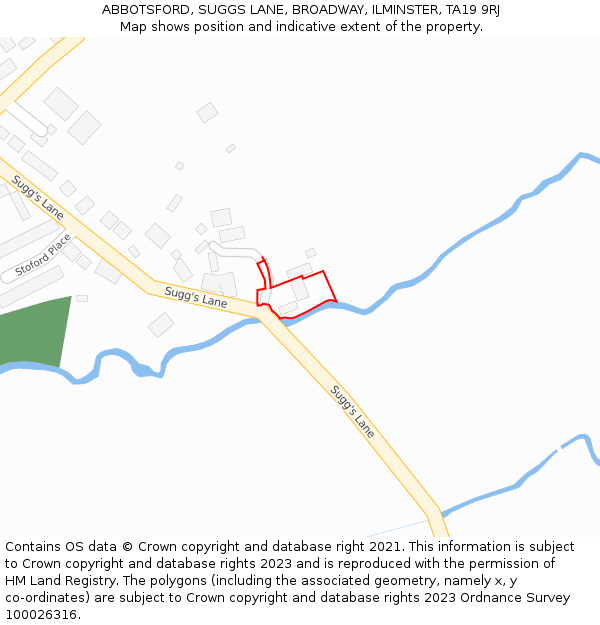 ABBOTSFORD, SUGGS LANE, BROADWAY, ILMINSTER, TA19 9RJ: Location map and indicative extent of plot