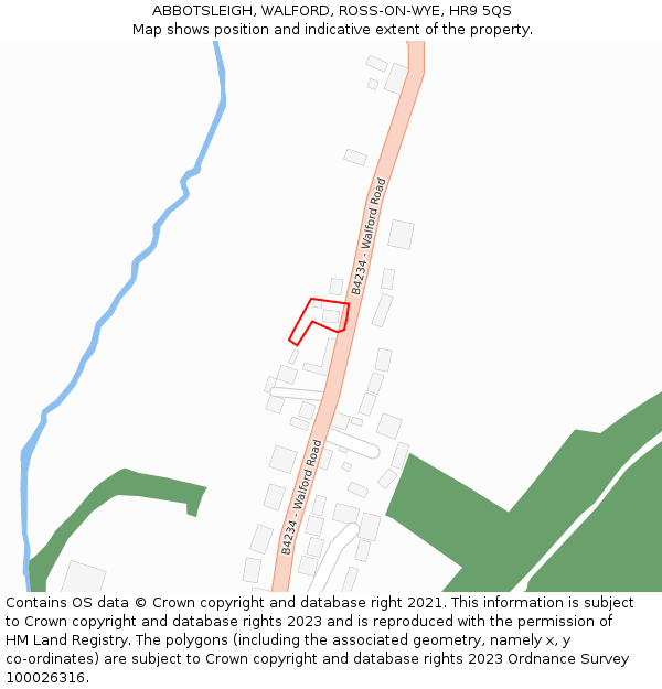 ABBOTSLEIGH, WALFORD, ROSS-ON-WYE, HR9 5QS: Location map and indicative extent of plot