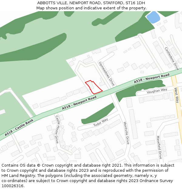 ABBOTTS VILLE, NEWPORT ROAD, STAFFORD, ST16 1DH: Location map and indicative extent of plot