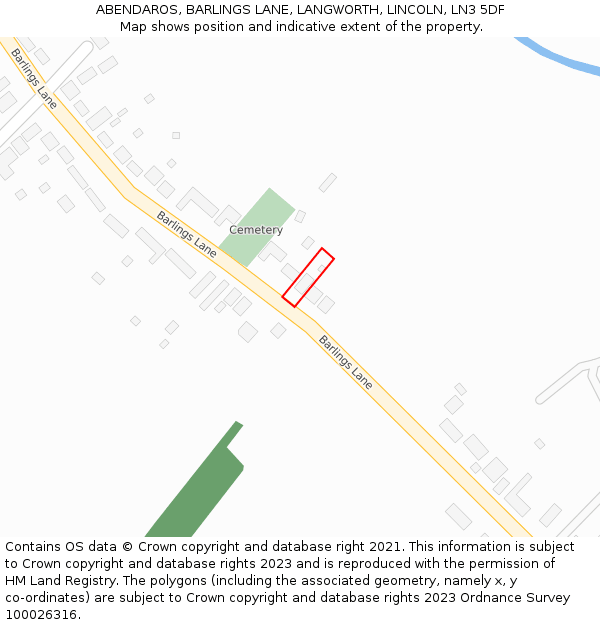 ABENDAROS, BARLINGS LANE, LANGWORTH, LINCOLN, LN3 5DF: Location map and indicative extent of plot