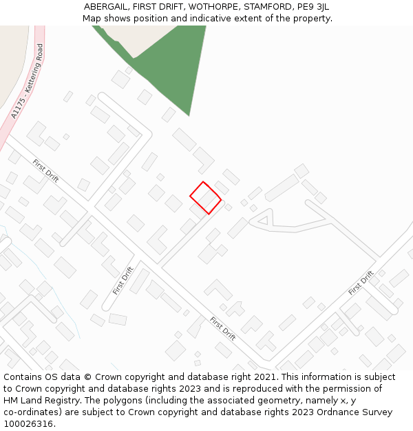 ABERGAIL, FIRST DRIFT, WOTHORPE, STAMFORD, PE9 3JL: Location map and indicative extent of plot