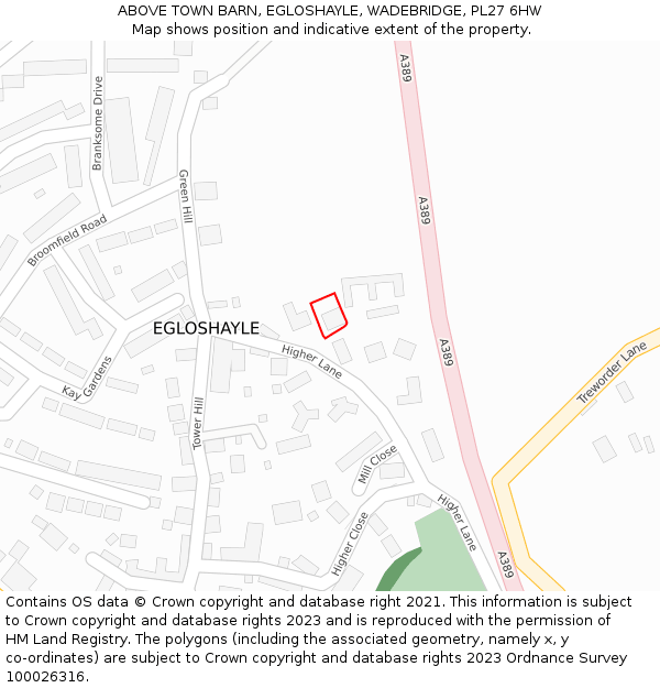 ABOVE TOWN BARN, EGLOSHAYLE, WADEBRIDGE, PL27 6HW: Location map and indicative extent of plot