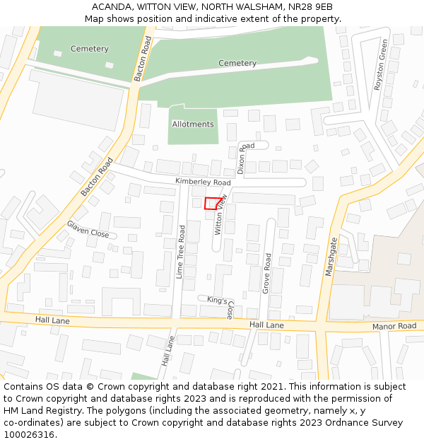 ACANDA, WITTON VIEW, NORTH WALSHAM, NR28 9EB: Location map and indicative extent of plot