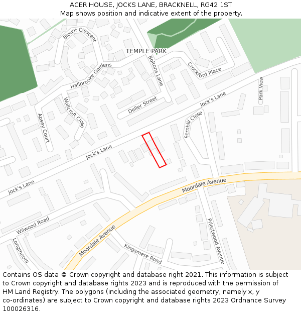 ACER HOUSE, JOCKS LANE, BRACKNELL, RG42 1ST: Location map and indicative extent of plot