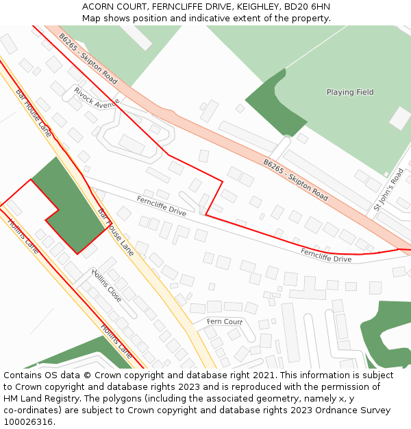 ACORN COURT, FERNCLIFFE DRIVE, KEIGHLEY, BD20 6HN: Location map and indicative extent of plot