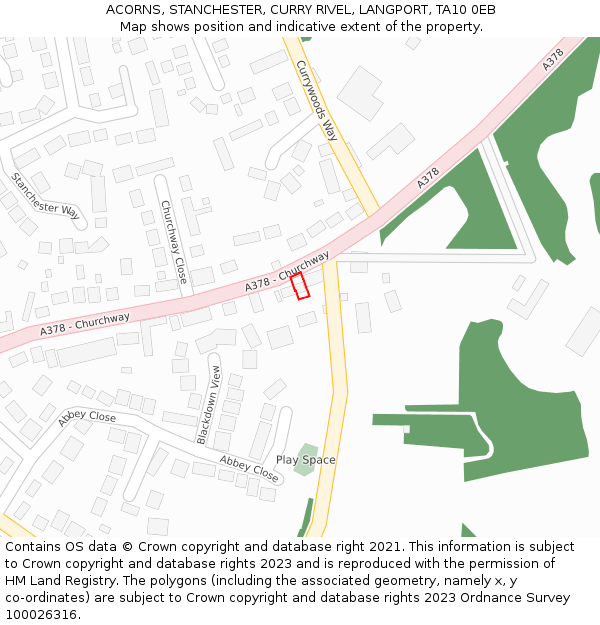 ACORNS, STANCHESTER, CURRY RIVEL, LANGPORT, TA10 0EB: Location map and indicative extent of plot