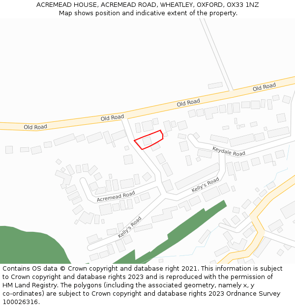 ACREMEAD HOUSE, ACREMEAD ROAD, WHEATLEY, OXFORD, OX33 1NZ: Location map and indicative extent of plot