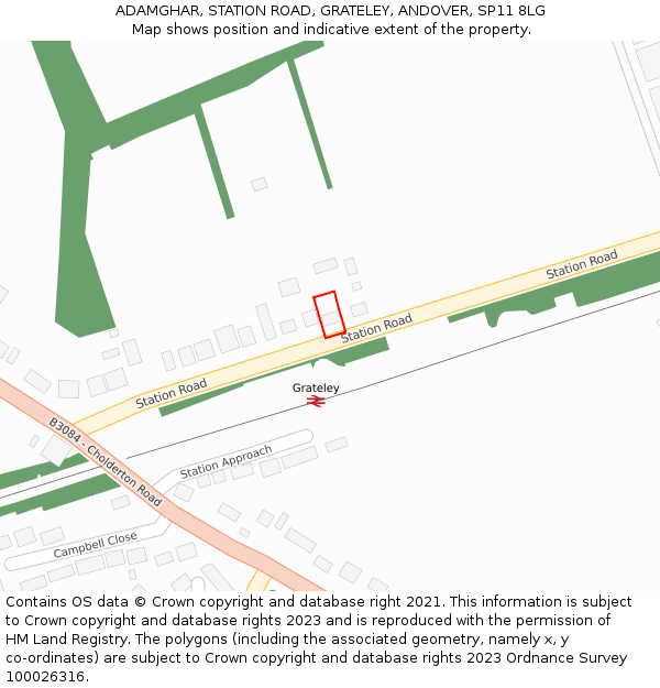 ADAMGHAR, STATION ROAD, GRATELEY, ANDOVER, SP11 8LG: Location map and indicative extent of plot