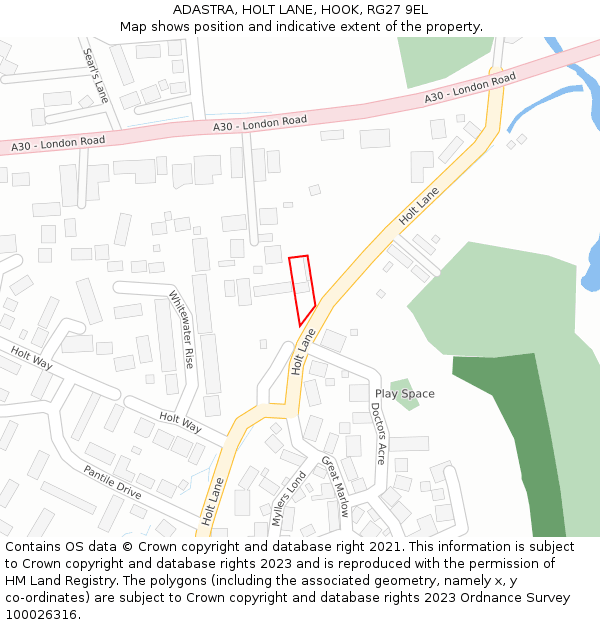 ADASTRA, HOLT LANE, HOOK, RG27 9EL: Location map and indicative extent of plot