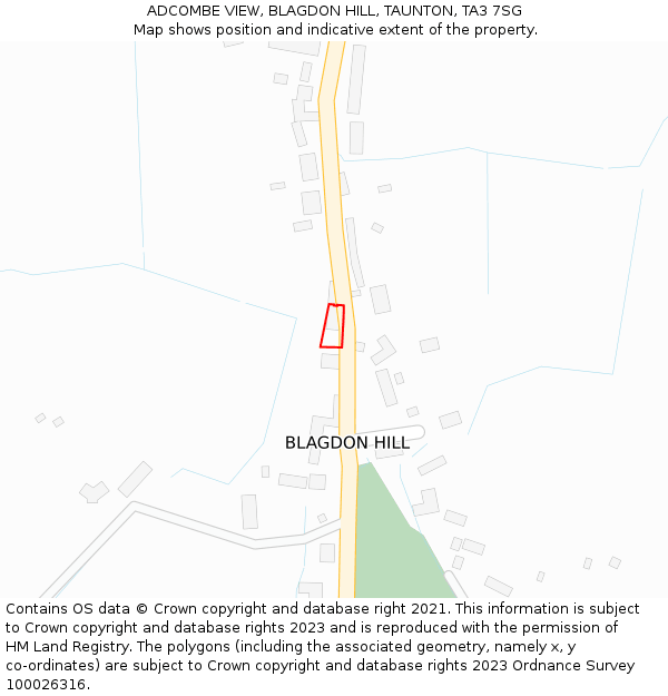 ADCOMBE VIEW, BLAGDON HILL, TAUNTON, TA3 7SG: Location map and indicative extent of plot