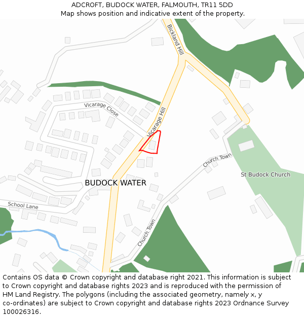 ADCROFT, BUDOCK WATER, FALMOUTH, TR11 5DD: Location map and indicative extent of plot