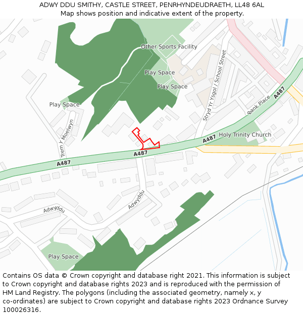 ADWY DDU SMITHY, CASTLE STREET, PENRHYNDEUDRAETH, LL48 6AL: Location map and indicative extent of plot