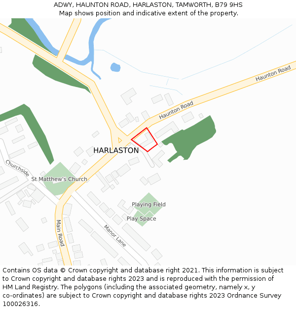 ADWY, HAUNTON ROAD, HARLASTON, TAMWORTH, B79 9HS: Location map and indicative extent of plot